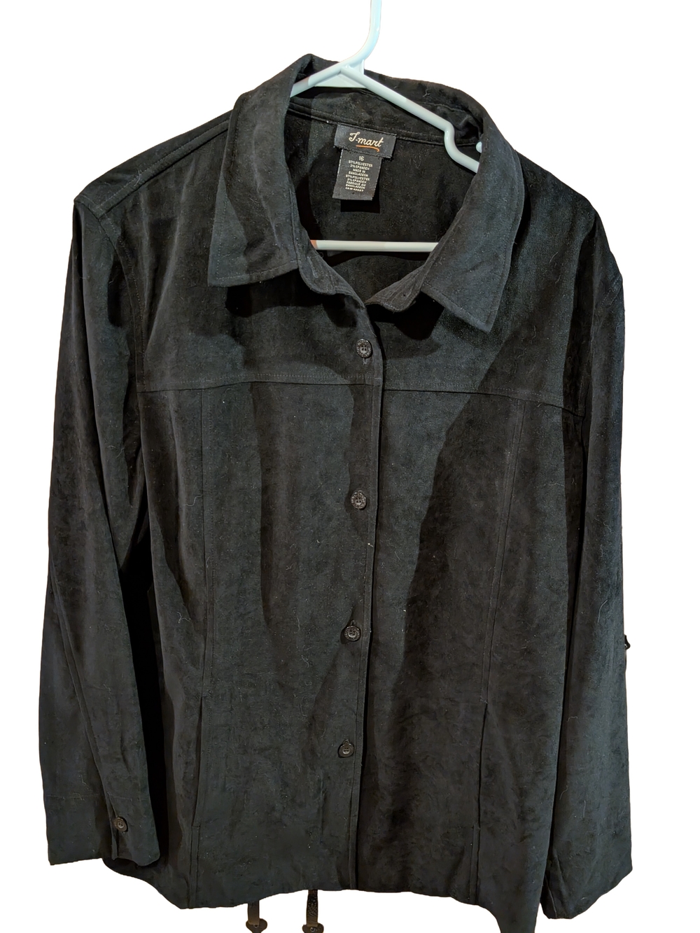 Women's Black Suede Button-Front Jacket